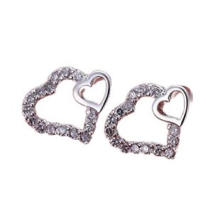 Herz Ohrstecker mit Strass bestückt 925 Silber