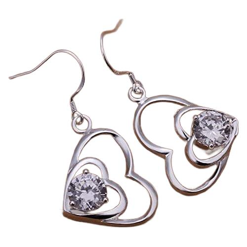 Herz Ohrhänger mit Zirkoniastein 925 Silber