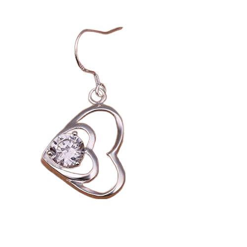 Herz Ohrhänger mit Zirkoniastein 925 Silber – Bild 5