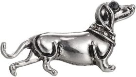 Dackel Brosche / Anstecknadel mit Strass steinen